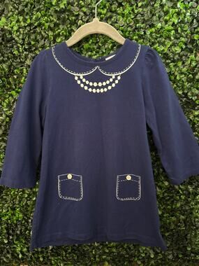 Janie and Jack, Girls Blue dress, Navy Blue Long Sleeve Size 5T